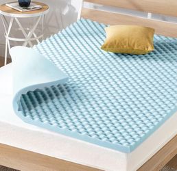 Best Price Mattress 2 Inch Egg Crate Memory Foam Mattress Topper, Cooling Gel Infusion, Queen, Blue