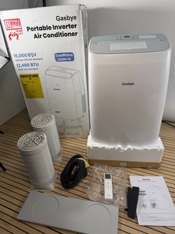 Portable Air Conditioner 15000 BTU Dual Hose 550 Sq Ft White