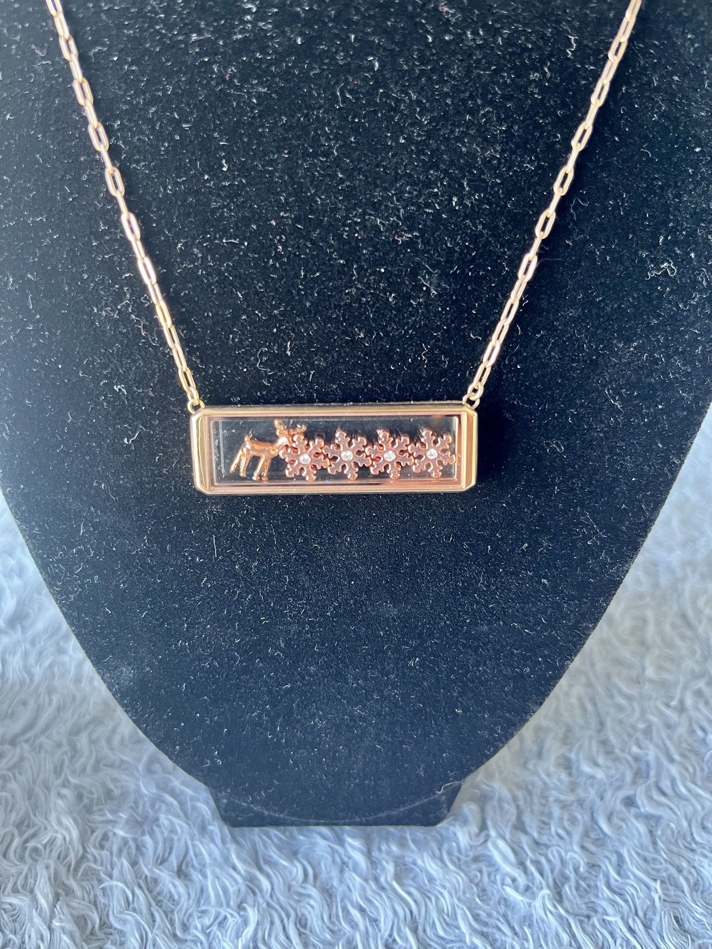 Rose Gold Horizontal Floating Reindeer Locket