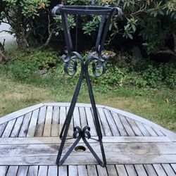 Vintage Black Wrought Iron Plant Stand For Home Or Garden