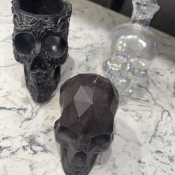 Skull Candle Decanter And Holder