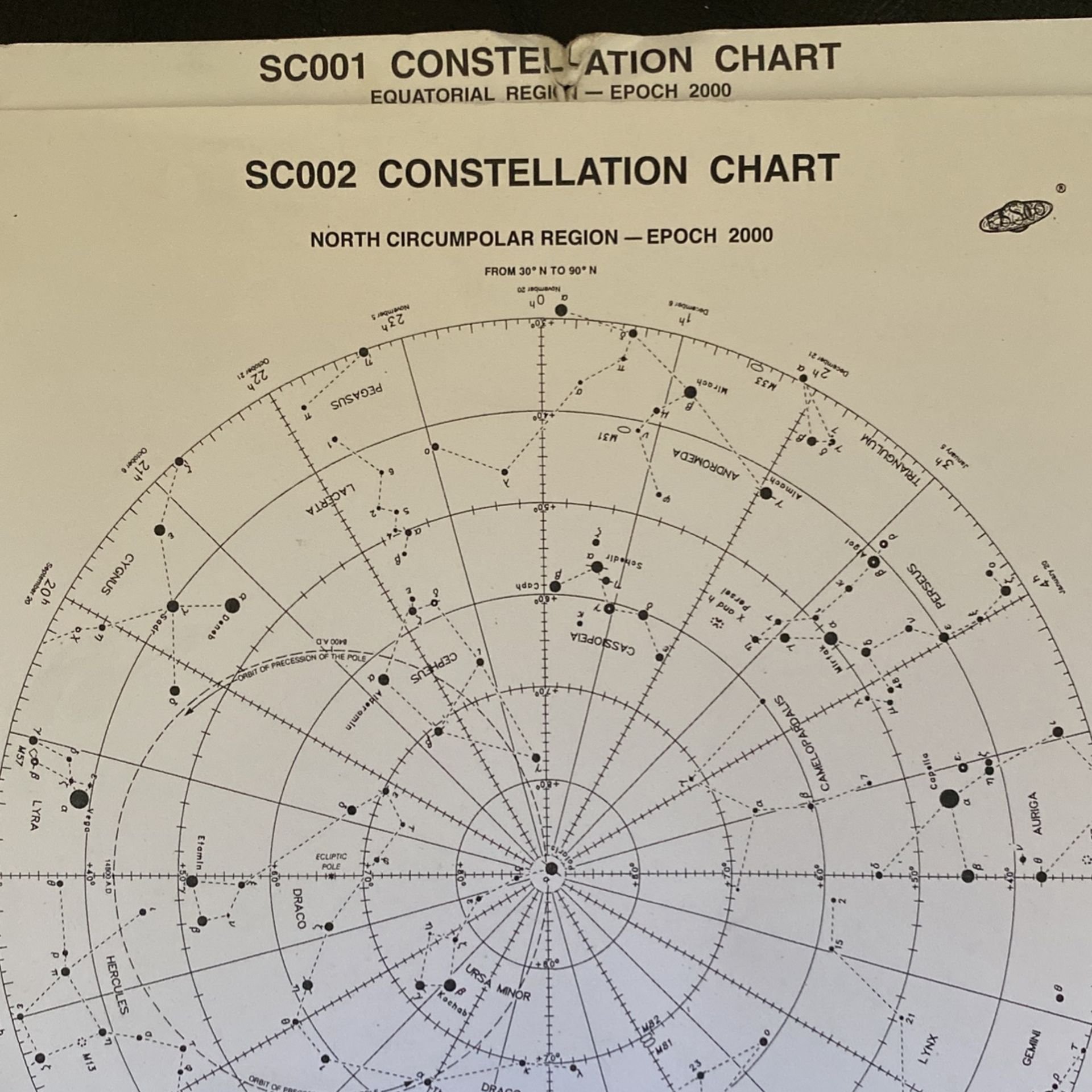 SC001 and SC002 Constellation Chart