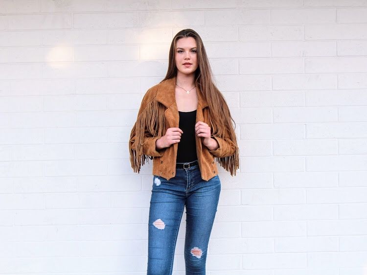 Vintage Genuine Leather Fringe Jacket