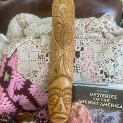 Vintage Wood Carved Long Mask 16"