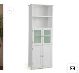 6 tier adjustable stand alone bathroom cabinet