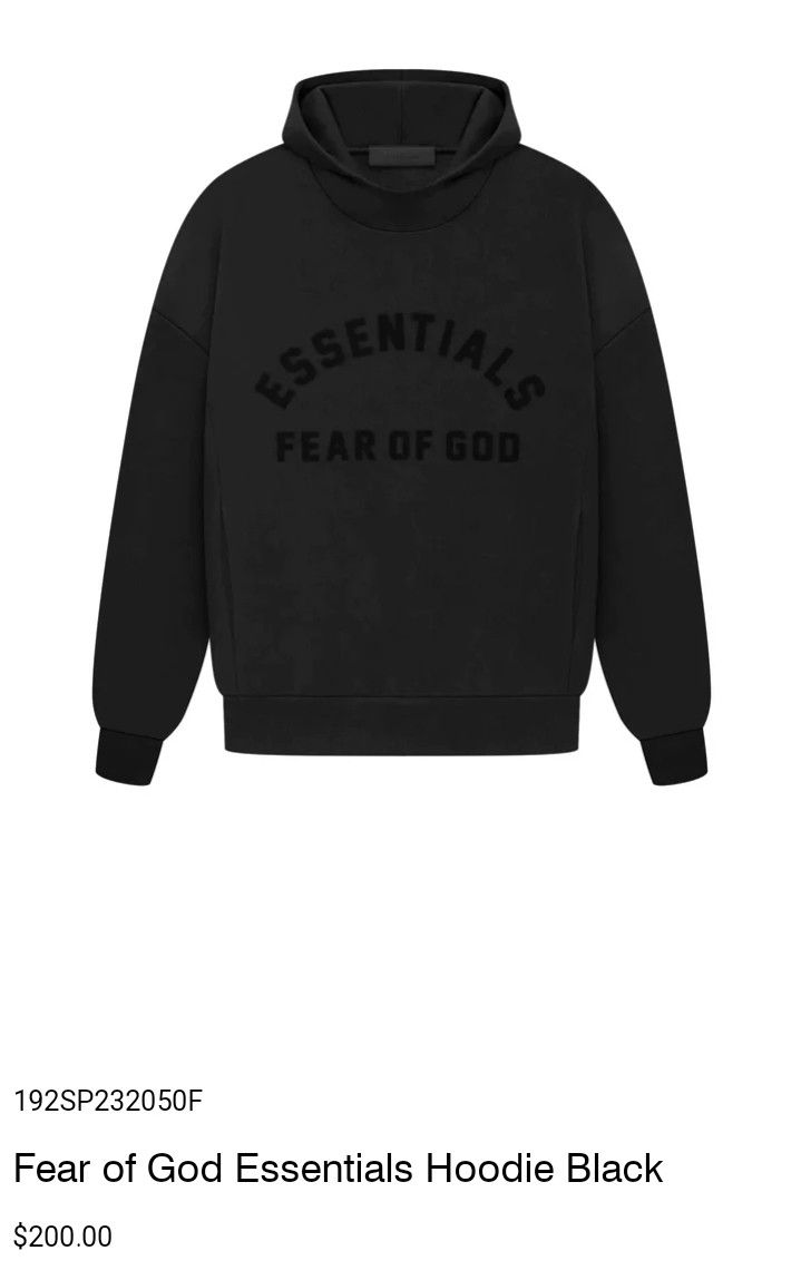Fear of God Essentials Hoodie Black NEW