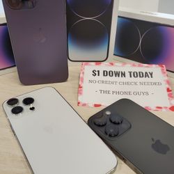 Apple IPhone 14 Pro Max 5G 128GB Unlocked - $1 Down Today - NO CREDIT Needed