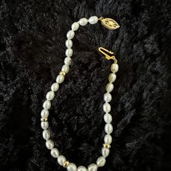 14K solid gold & genuine pearls bracelet