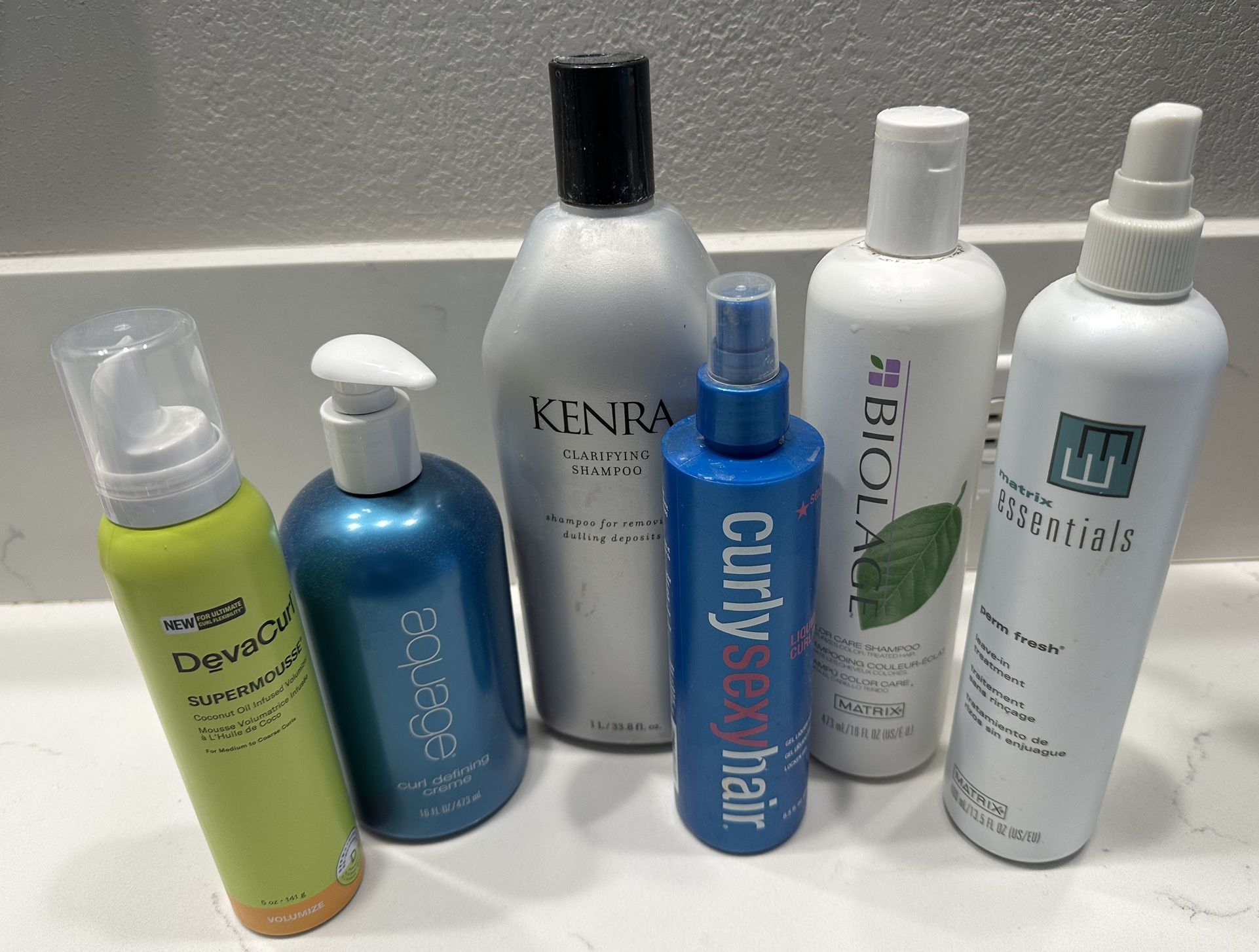 Various hair care styling products