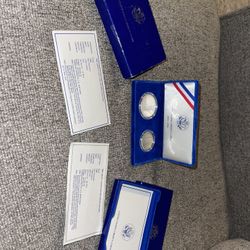 1986 Proof Statue of Liberty 2 Coin Silver Dollar and Clad Half US Mint Set with COA