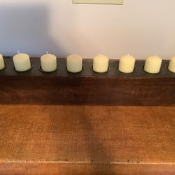 Broyhill Solid Wood Candle Holder 20” Long , 3” Deep , 4 “ Tall  Comes With 8 New Candles 