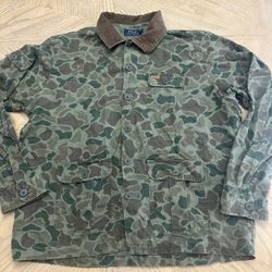 Polo Ralph Lauren rare Canvas Camouflage Camo Military Field Barn Jacket Corduroy collar size XL excellent condition no flaws