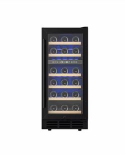 15 in. Dual Zone 30-Bottle Undercounter/ Freestanding Wine Cooler in Black with Reversible Door, Removable Shelves
