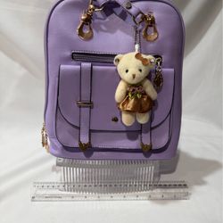 AIMON leather Backpack With Teddy Charm 
