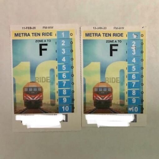 Metra 10 ride tickets pass