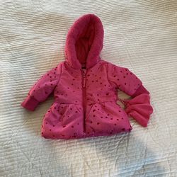 6/9 mos Rothschild Pink Hooded Jacket with Heart & Star Accents