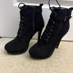 Black Lace-Up Ankle Boots ALSO PANZANO-91 size 9