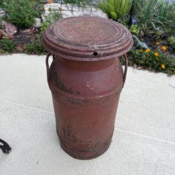 Vtg Metal Bordens Milk Can with Lid Farmhouse Decor Rustic Red Patina – 21” Tall