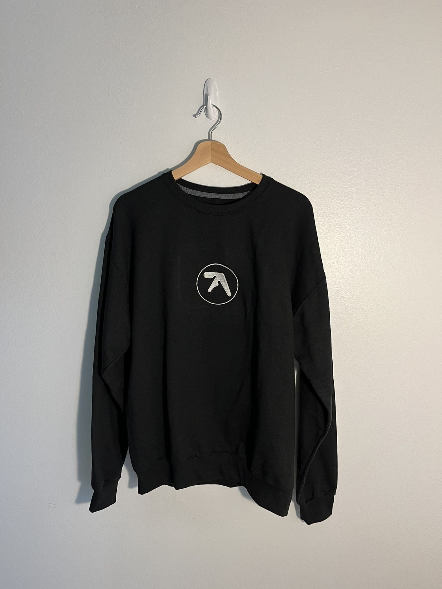 Black AFX Aphex Twin Warp Embroidery Crewneck Sweatshirt