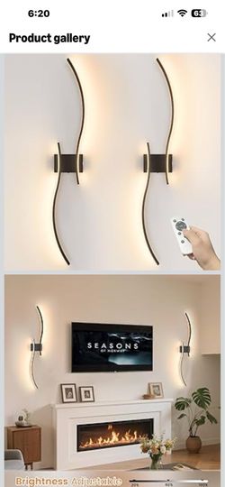 VOLISUN Battery Operated Wall Sconces Set of Two, 39.4 inch Wireless Wall Sconces, 3000K-6500K Dimmable Wall Lamps with Remote, Rechargeable Black Wal