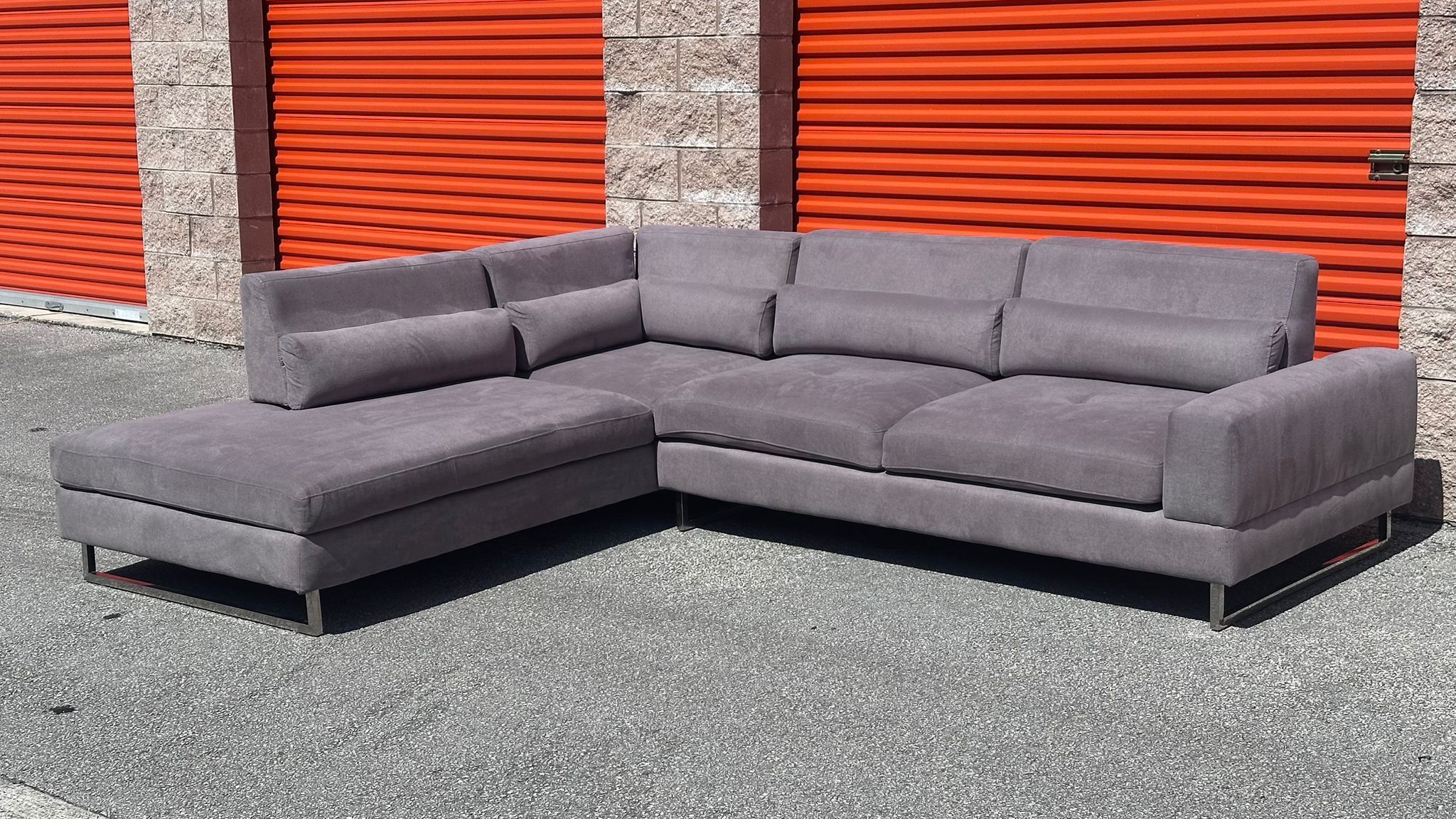 GRAY UPHOLSTERED SECTIONAL SOFA WITH ADJUSTABLE BACKREST - delivery is negotiable