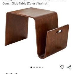 Mid Century Modern Side Table, N-Shaped End Table Solid Wood Rectangle Coffee Table with Handles & Anti-Slip Pads, Accent Table for Living Room, Sofa 