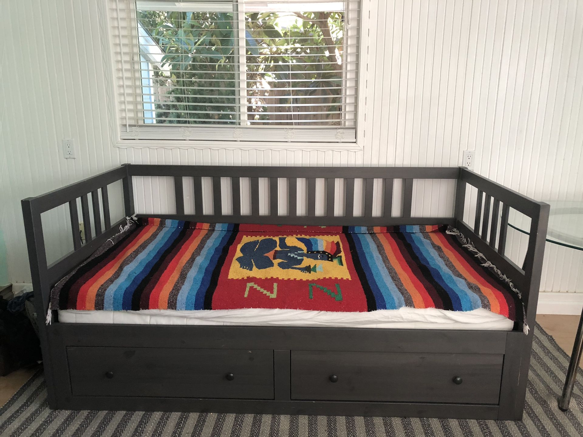 IKEA Hemnes dark grey trundle bed