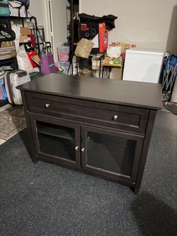Espresso Wood Storage Cabinet / TV Console with Glass Doors
