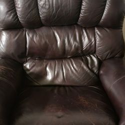 Brown Leather Recliner - FREE