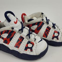 Nike Air More Uptempo CZ7887-100 White Blue Red Navy Camo Toddler Shoes Size 6C