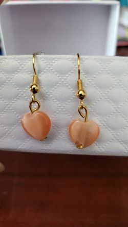 Orange Heart Earrings