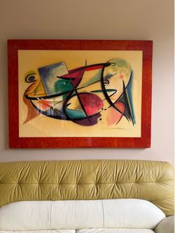 Alfred Gockel “Play Off” (2003) Original Acrylic on Wood | Huge 60” x 44” Framed | Signed 3D Wall Art