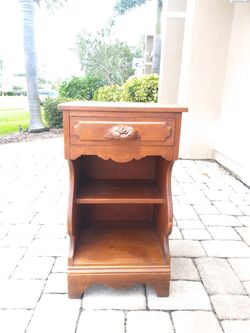 Wood antique side table wooden night stand end table - finish it your way!?