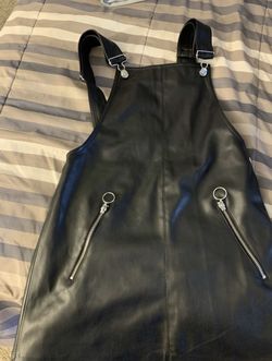 Leather overall dress