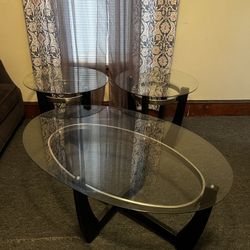 Mirage Black Oval Coffee & 2 End Table 