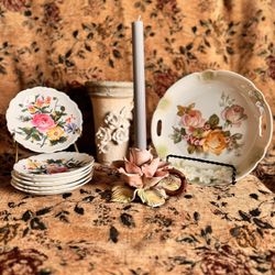 Lot Of 4 Antique And Vintage Rose Items- Free Gift With Purchase 