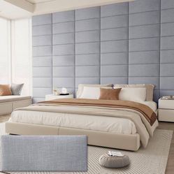 AMOVEO Upholstered Headboard Peel and Stick - Light Gray, 23.62x9.84x1.2 Inch