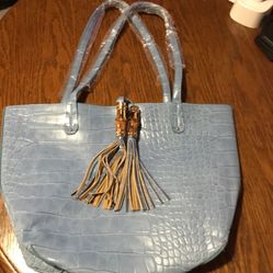 Light Baby Blue Bag With Tassels New Without Tags