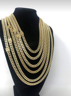 10MM Cuban Link Set 14K Gold Plated Does Not Loses Color