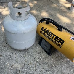 Master MH-60V-GFA-A 60000 BTU LP Forced Air Heater - Variable Output, forConstruction W/ tank gas