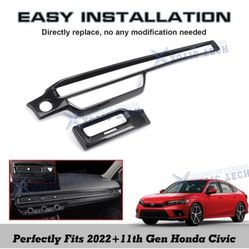 2x Carbon Fiber Pattern Dashboard AC Air Outlet Cover Trim For Honda Civic 2022+