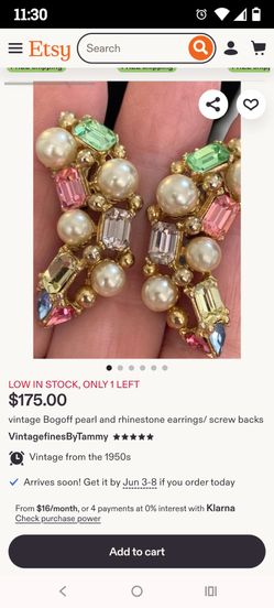 Clip on vintage rhine stones