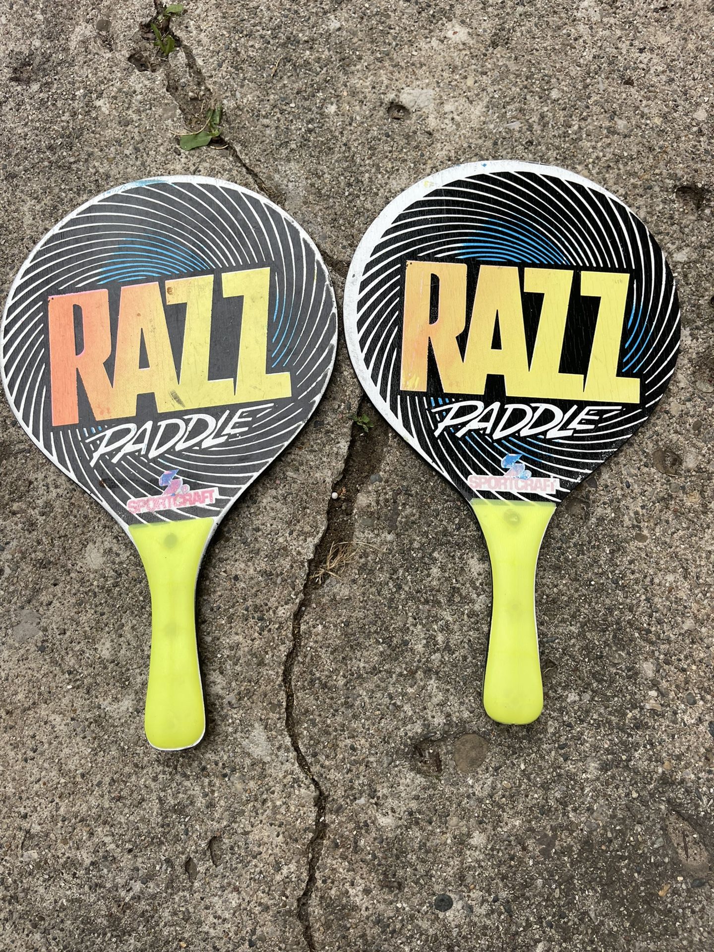 Sportcraft Vintage 2pc RAZZ Paddle Ball Racket Racquet