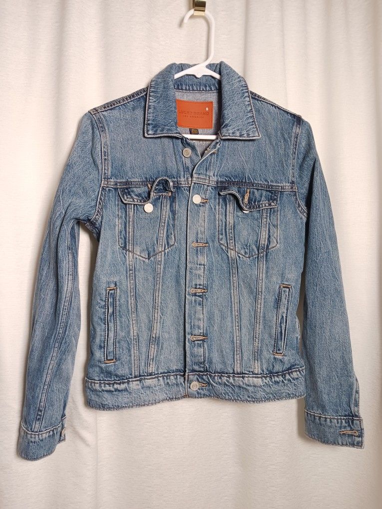 Lucky Brand Jean Jacket Womens S/P The Tomboy Trucker Medium Wash Denim Pockets