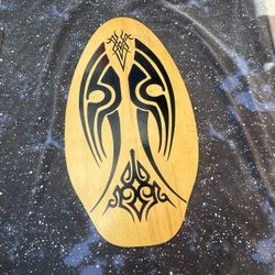 Skimboard (wooden) with tribal graphic design