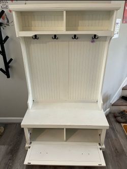 Hall Tree Cabinet With Bench Storage For Shoes