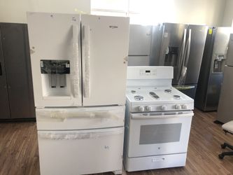 Whrilpool 4 door fridge & 5 burner stove new never used