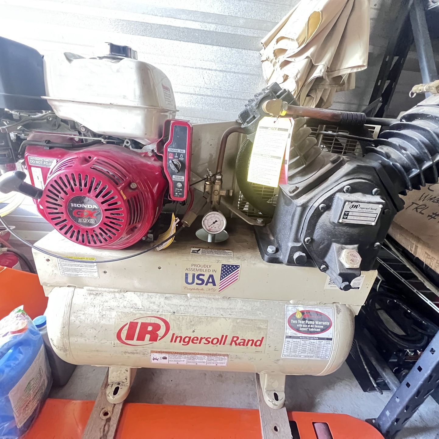 30 gallon ingersoll rand compressor Ingersoll Rand 14 HP Gas Drive Air Compressor - Kohler Engine