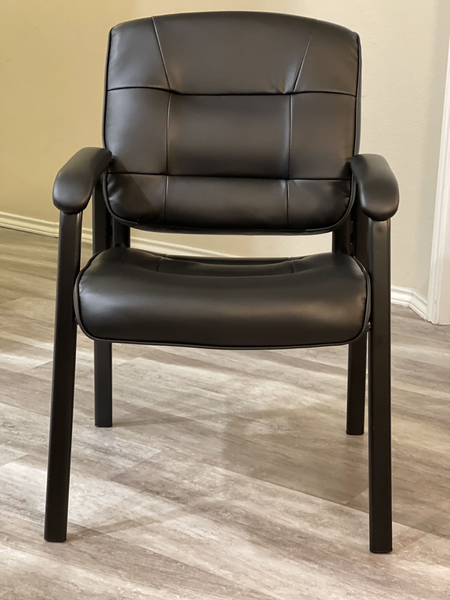 Office Desk Guest Chair with Metal Frame - Black