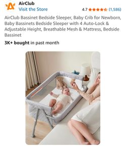 AirClub Bassinet Bedside Sleeper - Portable With Travel Bag